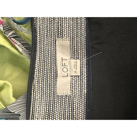 LOFT corpcore navy/grey striped cotton-blend A-line mini skirt Size 14 - Picture 5 of 5